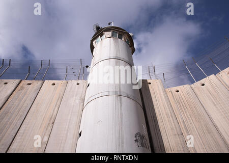 Ein Blick auf die israelischen West Bank Barrier (Trennwand) in Bethlehem, West Bank, Palästina Stockfoto
