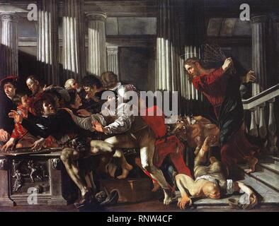 Cecco del Caravaggio Expulsión de Los Mercaderes del Templo 1610 den Staatlichen Museen Berlin. Stockfoto