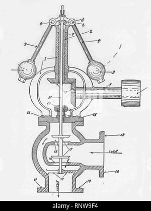 Fliehkraftregler und ausgewogene Dampf Ventil (Neuen Katechismus der Dampfmaschine, 1904). Stockfoto
