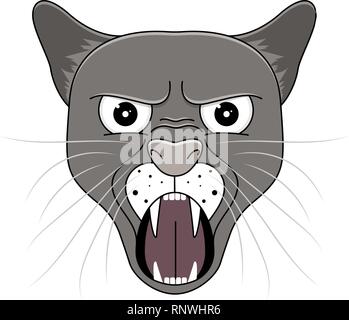 Leiter der Puma im Cartoon Stil. Kawaii Tier. Stock Vektor