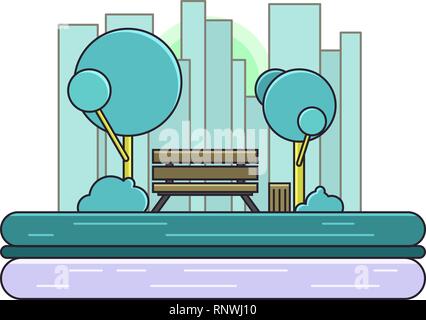 Park. Vektor Natur Landschaft. Leeren städtischen Garten. Stock Vektor