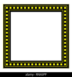 Schwarz fotografie Rahmen mit gelben Quadrate isoliert auf Weiss. Stockfoto