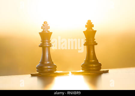 Schachfiguren und Puzzles, Teamarbeit Stockfoto