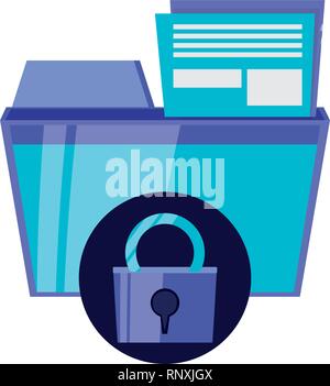 Datei Ordner mit sicheren Vorhängeschloss Vector Illustration Design Stock Vektor