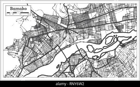 Bamako Mali Stadtplan im Retro-stil. Übersichtskarte. Vector Illustration. Stock Vektor