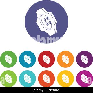 Zahnrad Kleidung Button Icons Set Vector Farbe Stock Vektor