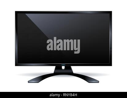 Monitor Rahmen. Flachbild-TV, isolierte Präsentation leer Plasma Monitor, HD-TV-Bildschirm auf weißem Hintergrund, Vector Illustration Stock Vektor