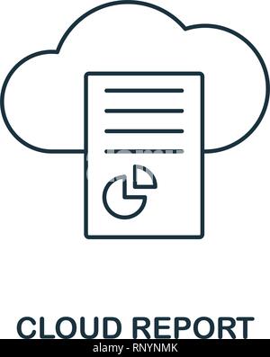 Cloud Report Outline Symbol. Thin Line Style von großen Daten icons Collection. Pixel Perfect einfaches Element cloud Bericht Symbol für Web Design, Apps Stock Vektor