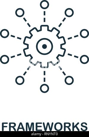 Rahmenbedingungen skizzieren. Thin Line Style von großen Daten icons Collection. Pixel Perfect einfaches Element frameworks Symbol für Web Design, Apps, Software Stock Vektor