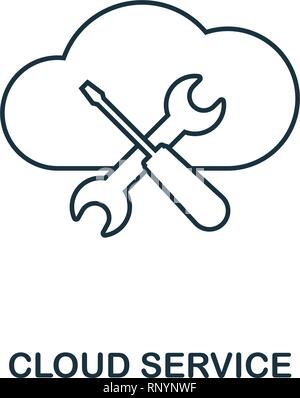 Cloud Service übersicht Symbol. Thin Line Style von großen Daten icons Collection. Pixel Perfect einfaches Element Cloud Service Symbol für Web Design, Apps Stock Vektor