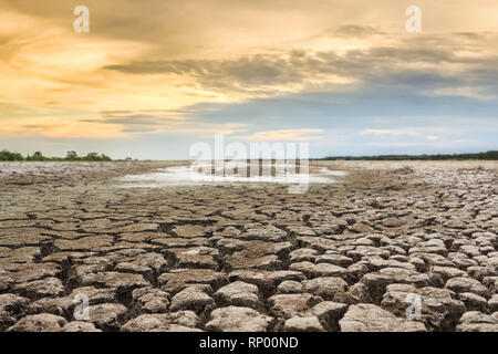 Wasser Krise auf Rissige Erde in der Nähe von Trocknen Stockfoto