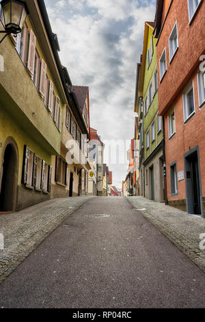 Schwäbisch Hall, Deutschland - 19. Februar 2019: Die Straßen von Schwäbisch Hall, Baden Württemberg ist ein Staat im Südwesten Deutschlands Stockfoto