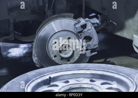 Auto Bremsscheibe ohne Räder closeup Stockfoto