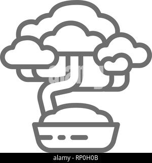 Bonsai Baum Symbol Leitung. Stock Vektor