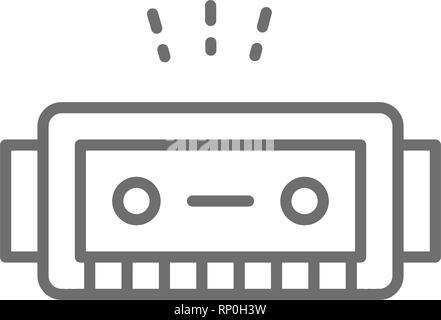 Mundharmonika, Musik Instrument Symbol Leitung. Stock Vektor