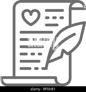 Heiratsurkunde, ehe Symbol Leitung. Stock Vektor