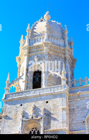 Lissabon, Portugal, Wahrzeichen, Kirchturm Kloster Jeronimos Kloster oder Hieronymites Stockfoto