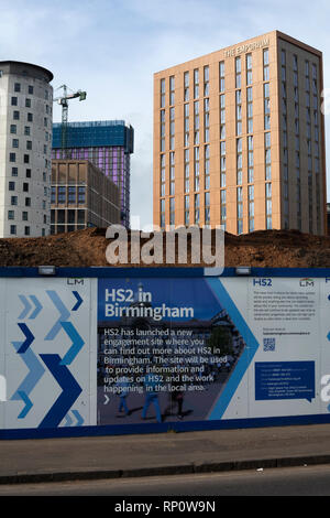 HS2 Website Horten in der Nähe von Curzon Street, Birmingham, England, Großbritannien Stockfoto