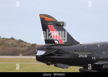 BAE Hawk T2 Trainer Jet an RAF Valley, Anglesey, Wales Stockfoto