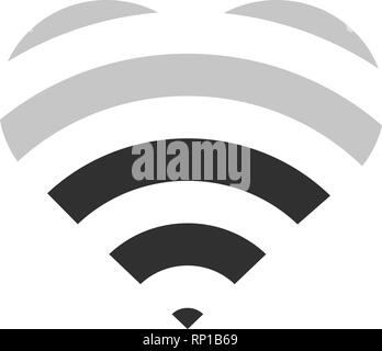 Ursprüngliche Piktogramm für WLAN. Wellen in Herzform. Vector Illustration. Stock Vektor