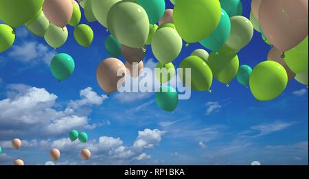 Bunte Luftballons mit blauer Himmel bunte Luftballons Stockfoto