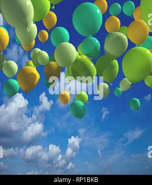 Bunte Luftballons mit blauer Himmel bunte Luftballons Stockfoto