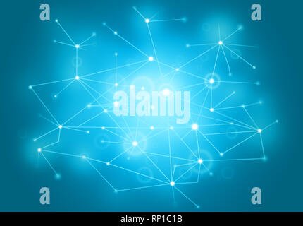 Futuristische polygonalen Stil abstract Vector Netzwerk Hintergrund für Business, Technik oder Wissenschaft Präsentation. Molekulare Struktur, kybernetische Punkten. Stockfoto