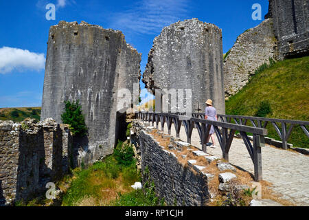 Corfe Castle Schloss, Swanage, Isle of Purbeck, Dorset, Großbritannien Stockfoto