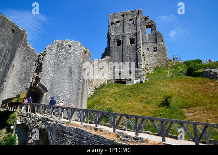 Corfe Castle Schloss, Swanage, Isle of Purbeck, Dorset, Großbritannien Stockfoto