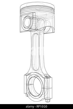 Skizze des Kolbens. Vektor Rendering von 3d Stock Vektor