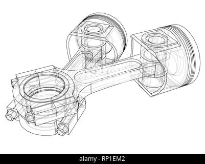 Skizze des Kolbens. Vektor Rendering von 3d Stock Vektor