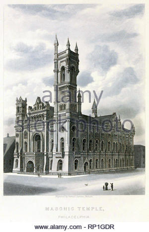 Masonic Temple, Philadelphia Amerika, Illustration von 1800 s Stockfoto