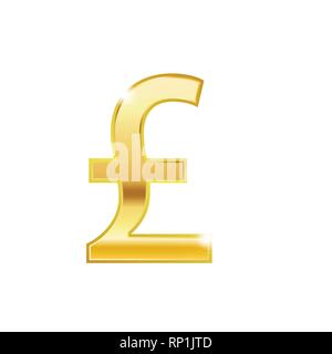 Golden Pfund Sterling Symbol isoliert web Vektor icon. Euro trendige 3D-Stil Vektor icon. Golden Pfund Sterling Währung Zeichen Stock Vektor