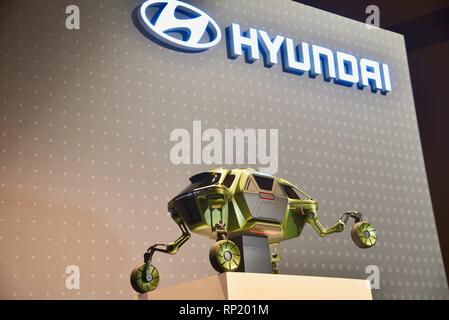 Prototyp Modell von Hyundai erhöhen, ein robotergesteuertes Fahrzeug über Hindernisse, die in Notfällen zu navigieren & Klettern, auf der CES Messe in Las Vegas, USA Stockfoto