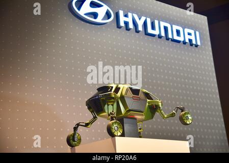 Prototyp Modell von Hyundai erhöhen, ein robotergesteuertes Fahrzeug über Hindernisse, die in Notfällen zu navigieren & Klettern, auf der CES Messe in Las Vegas, USA Stockfoto