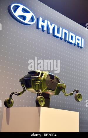 Prototyp Modell von Hyundai erhöhen, ein robotergesteuertes Fahrzeug über Hindernisse, die in Notfällen zu navigieren & Klettern, auf der CES Messe in Las Vegas, USA Stockfoto