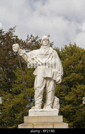 Statue von Robert F. Scott-berühmten Englischen Explorer der Antarktis, in Christchurch, Neuseeland. Stockfoto