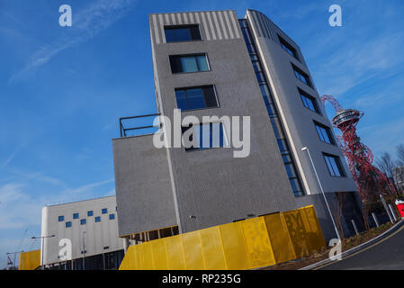 London, England - Februar 2019: Bobby Moore Akademie Schule, Queen Elizabeth Olympic Park, Stratford E 20. Stockfoto