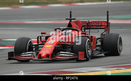 Ferrari's Sebastian Vettel bei Tag drei Vorsaison-testprogramm auf dem Circuit de Barcelona-Catalunya. Stockfoto