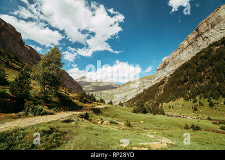 Ansicht der Circo de Soaso, Ordesa Nationalpark, Aragon. Pyrenäen, Spanien Stockfoto