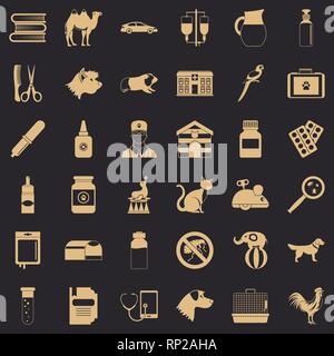 Tierärztliche Krankheit Icons Set, einfachen Stil Stock Vektor