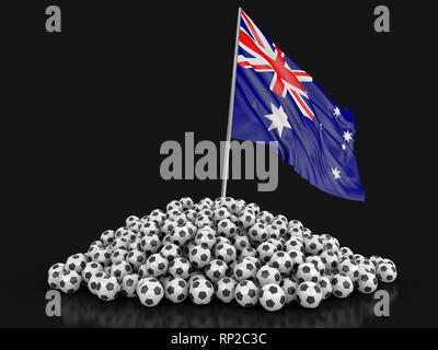 Stapel der Fußball Fußbälle und Flagge. Bild mit Freistellungspfad Stockfoto