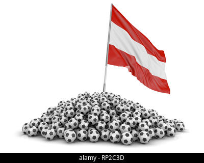 Stapel der Fußball Fußbälle und Flagge. Bild mit Freistellungspfad Stockfoto