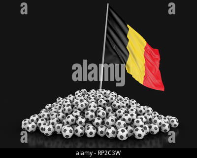 Stapel der Fußball Fußbälle und Flagge. Bild mit Freistellungspfad Stockfoto