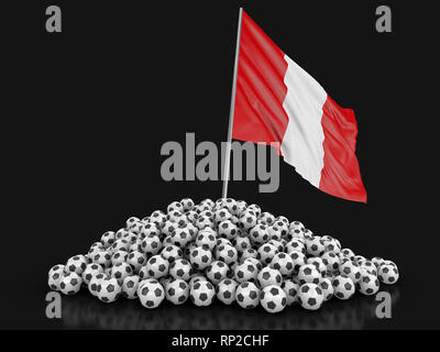 Stapel der Fußball Fußbälle und Flagge. Bild mit Freistellungspfad Stockfoto