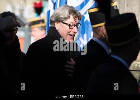 Gelsenkirchen Buer, Deutschland. 16 Feb, 2019. Harald "Toni" Schumacher, Vizepräsident 1.FC Köln, Brustbild, Trauerfeier für den verstorbenen Rudi Assauer in der Propsteikirche St. Urbanus in Gelsenkirchen-Buer am 15.02.2019. | Verwendung der weltweiten Kredit: dpa/Alamy leben Nachrichten Stockfoto