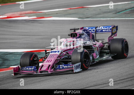 Barcelona, Spanien. 19 Feb, 2019. 18 Spaziergang Lance (Can), SportPesa Racing Point F1 RP19, Aktion während der Formel 1 Winter Tests vom 18. Februar bis 21, 2019 in Barcelona, Spanien -: FIA Formel Eins-Weltmeisterschaft 2019, Test in Barcelona, Quelle: dpa/Alamy leben Nachrichten Stockfoto