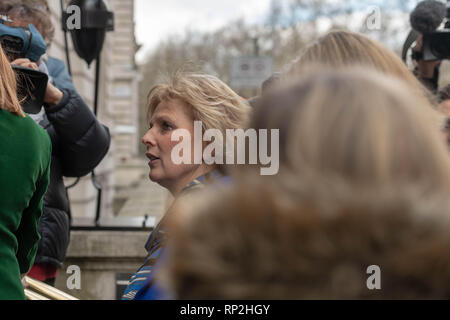 London, Großbritannien. 20. Feb 2019. Drei konservative MP's, Heidi Allen, Sarah Wollaston, und Anna Soulbry, die von der konservativen Partei ausgetreten, geben eine Pressekonferenz in Westminster London Quelle: Ian Davidson/Alamy leben Nachrichten Stockfoto