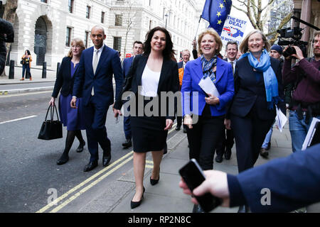 London, Großbritannien. 20 Feb, 2019. Ehemalige konservative Abgeordnete Anna Soubry, Sarah Wollaston und Heidi Allen werden gesehen, auf der Pressekonferenz, die nach Verlassen der Partei für die unabhängige Gruppe. Credit: Dinendra Haria/SOPA Images/ZUMA Draht/Alamy leben Nachrichten Stockfoto