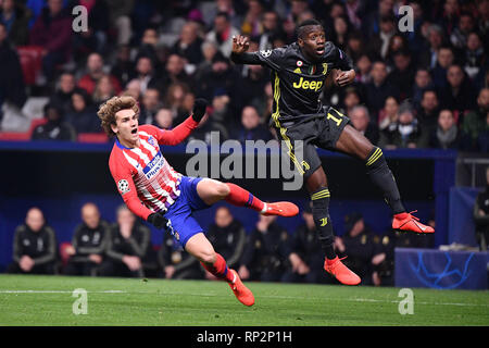 Madrid, Spanien. 20 Feb, 2019. Foto Alfredo Falcone - LaPresse 20/02/2019 Roma (Italia) Sport - JuventusUefa CalcioAtletico Madrid Champions League 2018 2019 - Stadio Wanda Metropolitano di MadridNella Foto: griezmannPhoto Alfredo Falcone - LaPresse 20/02/2019 Rom (Italien) Sport - JuventusUefa SoccerAtletico Madrid Champions League 2018 2019 - Wanda Metropolitano Stadion von MadridIn der Pic: riezmann Credit: LaPresse/Alamy leben Nachrichten Stockfoto